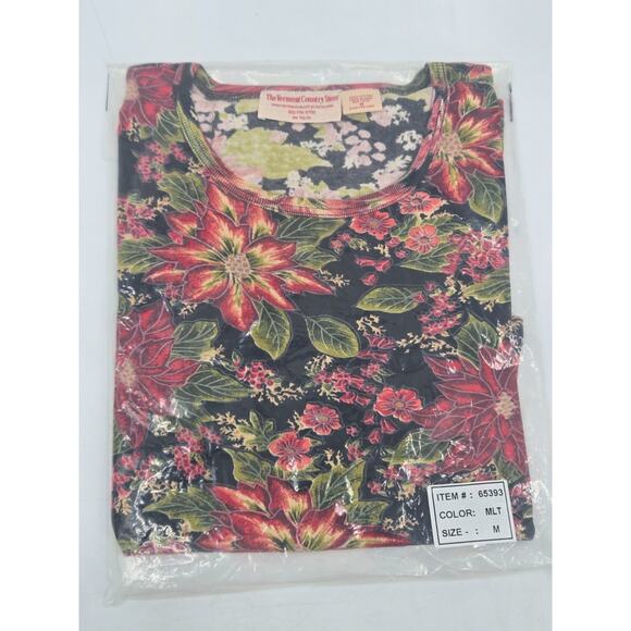 The Vermont Country Store Red Floral Top Size Medium VTG - Picture 1 of 16